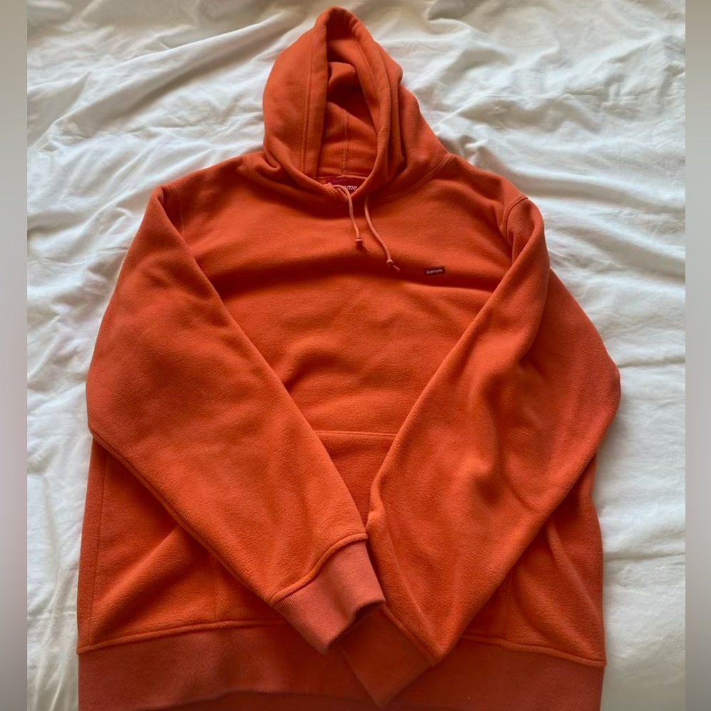 Supreme Polartec hooded fleece sweatshirt.